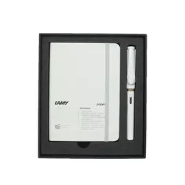 Набор ручка перьевая LAMY Safari, F, Белый+Записная книжка, мягкий переплет, А6, белый