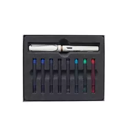 Набор ручка перьевая LAMY Safari, F корпус белый+ картриджи ассорти 8 шт