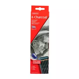 Набор угля древесного в карандаше Derwent "Charcoal" 6 шт в метал кор