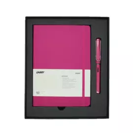 Набор ручка перьевая LAMY Safari, F, Розовый+Записная книжка, мягкий переплет, А6, розовый