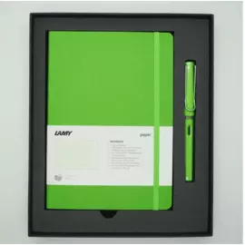 Набор ручка перьевая LAMY Safari, F, Зеленый+Записная книжка, мягкий переплет, А6, зеленый