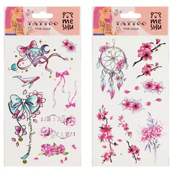 Наклейка-тату MESHU "Pink mood", 22*10 см, инд. уп., европодвес