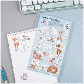 Наклейки бумажные MESHU "Deer&bunny", 12*21см, 23 наклейки