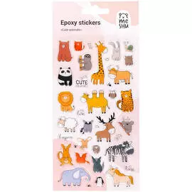 Наклейки гелевые MESHU "Cute animals", 10*22см, 37 наклеек