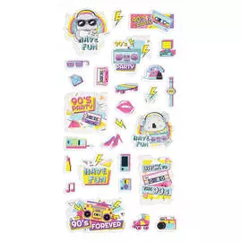 Наклейки объемные MESHU "90 s party", 10*24см, 27 наклеек