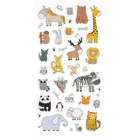 Наклейки объемные MESHU "Cute animals", 10*24см, 38 наклеек