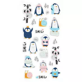 Наклейки объемные MESHU "Cute friends", 10*24см, 23 наклейки