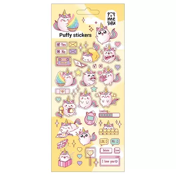 Наклейки объемные MESHU "Cute unicorn", 10*23 см, пакет европодвес