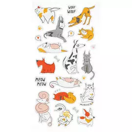 Наклейки объемные MESHU "Meow&amp;Woof", 10*24см, 23 наклейки