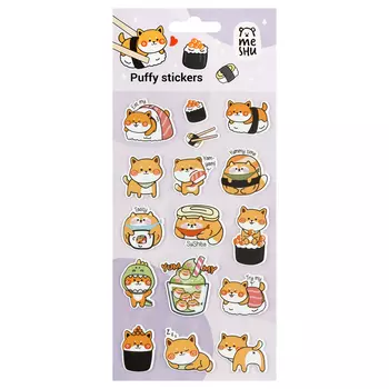 Наклейки объемные MESHU "Shiba Inu,", 10*23 см, пакет европодвес
