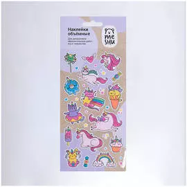Наклейки объемные MESHU "Unicorns", 10*24см, 31 наклейка