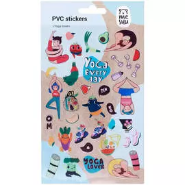 Наклейки ПВХ MESHU "Yoga lover", 10*21см, 36 наклеек