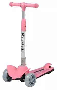 Самокат Farfello WX-M, детский, трёхколёсный, складной, светящиеся колёса, pink/розовый