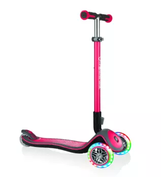 Самокат Globber ELITE DELUXE LIGHTS, детский, трехколесный, складной, красный, 444-402