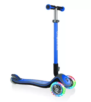 Самокат Globber ELITE DELUXE LIGHTS, детский, трехколесный, складной, синий, 444-400