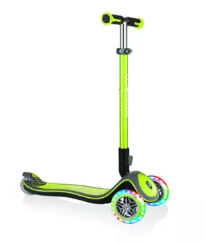 Самокат Globber ELITE DELUXE LIGHTS, детский, трехколесный, складной, зеленый, 444-406