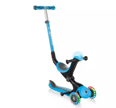 Самокат Globber GO UP DELUXE PLAY LIGHT, детский, трансформер, складной, светящиеся колеса, голубой, 648-101