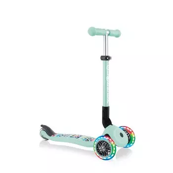 Самокат Globber JUNIOR FOLDABLE FANTASY LIGHTS, складной, трехколесный, детский, светящиеся колеса, мятный