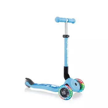 Самокат Globber JUNIOR FOLDABLE FANTASY LIGHTS, складной, трехколесный, детский, светящиеся колеса, пастельно-голубой