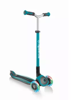 Самокат Globber MASTER LIGHTS, детский, трехколесный, складной, светящиеся колеса, бирюзовый, 662-105