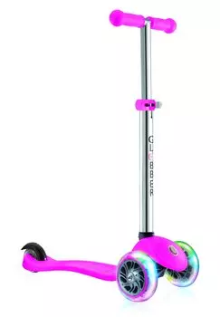 Самокат Globber, PRIMO LIGHTS, светящиеся передние колеса, розовый, 423-110-2