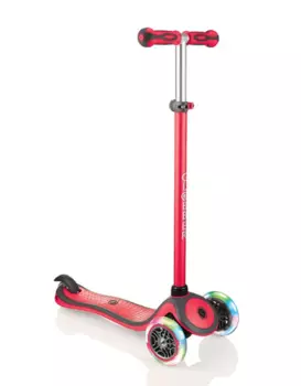 Самокат Globber PRIMO PLUS LIGHTS COLOR, трехколесный, светящиеся колеса, красный, 442-102-3