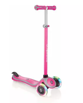 Самокат Globber PRIMO PLUS LIGHTS COLOR, трехколесный, светящиеся колеса, розовый, 442-110-3