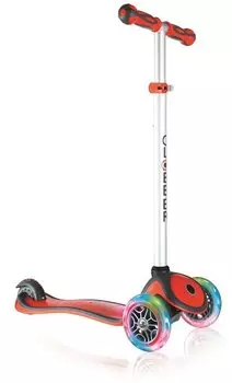 Самокат Globber, PRIMO PLUS LIGHTS, светящиеся передние колеса, красный, 442-102-2