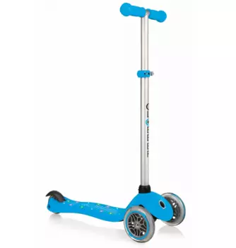 Самокат Globber PRIMO STARLIGHT, детский, трехколесный, светящаяся платформа, голубой, 425-101-2
