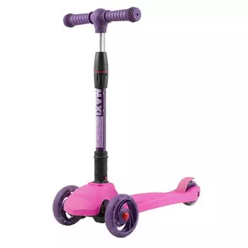 Самокат Maxiscoo Baby Delux, детский, трехколесный, складной, со светящимися колесами, розовый