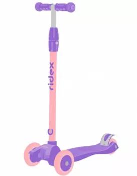 Самокат RIDEX Kiko 3-х колесный, детский, складной, 120/80 мм, розовый/фиолетовый
