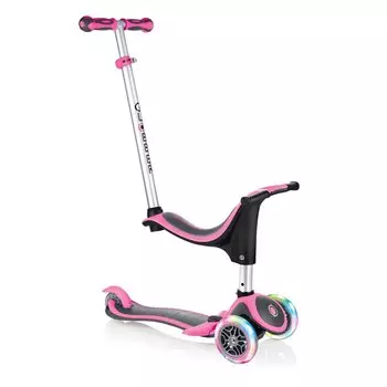 Самокат-трансформер Globber EVO 4 IN 1 PLUS LIGHTS, трехколесный, светящиеся колеса, розовый, 454-132