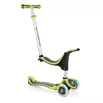 Самокат-трансформер Globber" EVO 4 IN 1 PLUS LIGHTS, трехколесный, светящиеся колеса, зеленый, 454-136