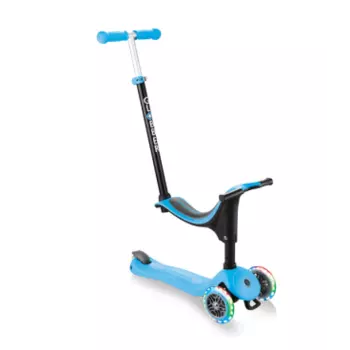 Самокат-трансформер Globber GO UP SPORTY PLUS LIGHTS, трехколесный, детский, светящиеся колеса, голубой