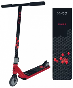 Самокат трюковый XAOS Cube Red 110 мм, двухколесный, подростковый 8+, черный/красный, 2021, SX18552