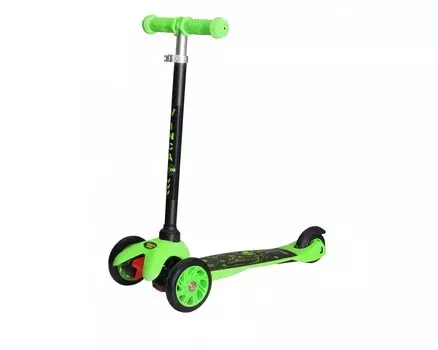 Самокат Vinca Sport, 3-ёх колёсный, светящиеся, регулируемый, алюминий, до 35 кг, зелёный, от 3 лет,VSP 8A green Robocop