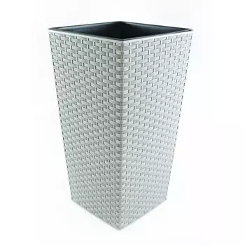 Классическое кашпо Lamela SP.ZO.O. Finezja ECO Ratan с вкладышем серое 25х25х46 см