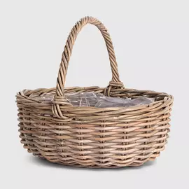 Классическое кашпо Van der leeden Rattan серое 36х28х14 см (901439)