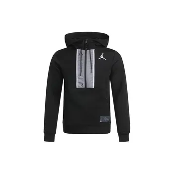Air Jordan Повседневная спортивная куртка с капюшоном с логотипом на половину молнии, мужская верхняя одежда, черный CK6454-010