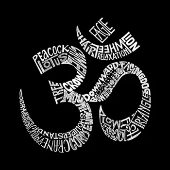 Poses Om — мужская футболка с рисунком Word Art LA Pop Art, серый