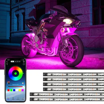 OKEEN 6 шт. Светодиодная лента для двигателя RGB, Универсальный декоративный светильник для нижнего тела, для автомобиля, мотоцикла, вождения, светильник, 12 В