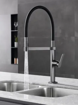 Выдвижной кухонный кран с фильтром для воды, латунный кран для кухонного крана, монтируемый на бортике, черный смеситель для мойки, двухходовой кухонный кран чёрный