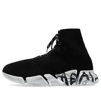 Кроссовки speed 2.0 lace up sneakers 'black recycled knit and white sole unit' Balenciaga, черный