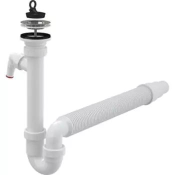Сифон для кухонной мойки AlcaPlast с нержавеющей решеткой, подводкой и гофрой (A830-DN50/40)