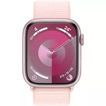Смарт-часы Apple Watch Series 9 A2980 45мм OLED корп.розовый Sport Loop рем.светло-розовый разм.брасл.:145-220мм (MR9J3LL/A)