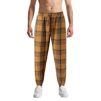 Men s Plaid Stripe Casual Pants Men s Casual Fashion Pajama Pants L