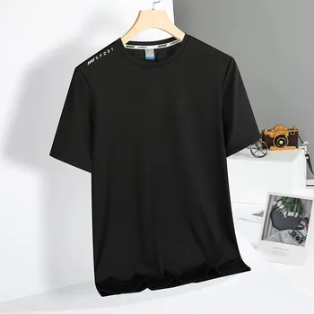 Мужские большие размеры 5XL, летние быстросохнущие спортивные баскетбольные топы из ледяного шелка, блузки, футболки с короткими рукавами, спортивная одежда XL синий