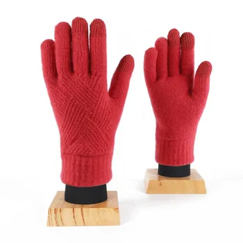 Winter Knitted Gloves for Women Double Layer Plus Velvet Thickened Touch Screen Gloves for Riding Cold Warm Gloves for Men average size