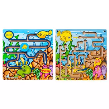 МАСТЕР ИГРУШЕК Лабиринт "Морские обитатели", дерево, 20x20см, 2 дизайна, IG0047/48