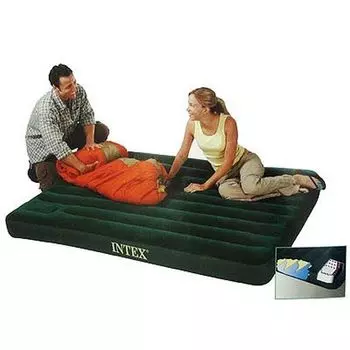 Матрас надувной INTEX Downy 99x191x22см, встроенный насос, 66927